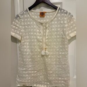 Tory Burch Cream Textured Women's Top